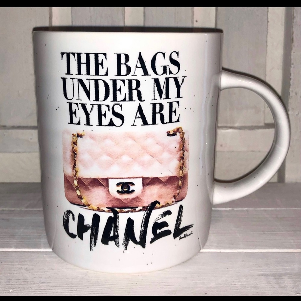 NWT “The Bags Under My Eyes Are Chanel” coffee mug
